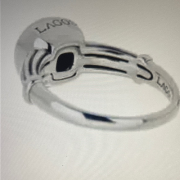 LAGOS Silver Black Mother of Pearl Crystal Ring Size 7 - Picture 2 of 3
